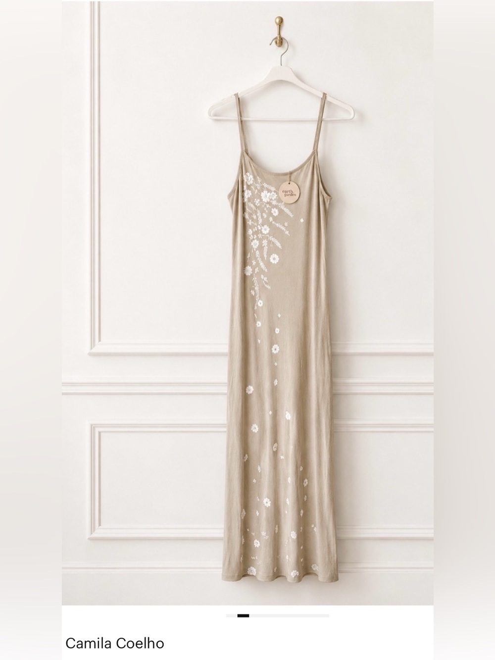 VIRAL COELHO Cream Floral Knit Maxi Dress with Spaghetti Straps - Picture 5 of 7